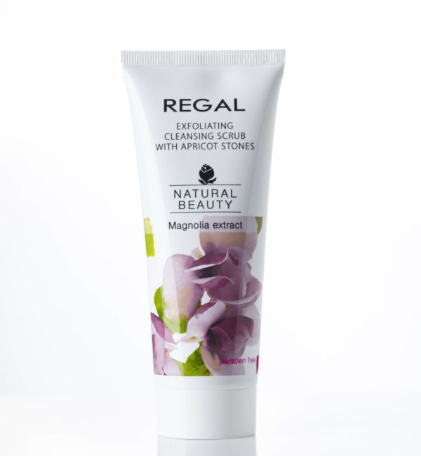 a facial scrub to exfoliate and cleanse. Contains apricot kernels
